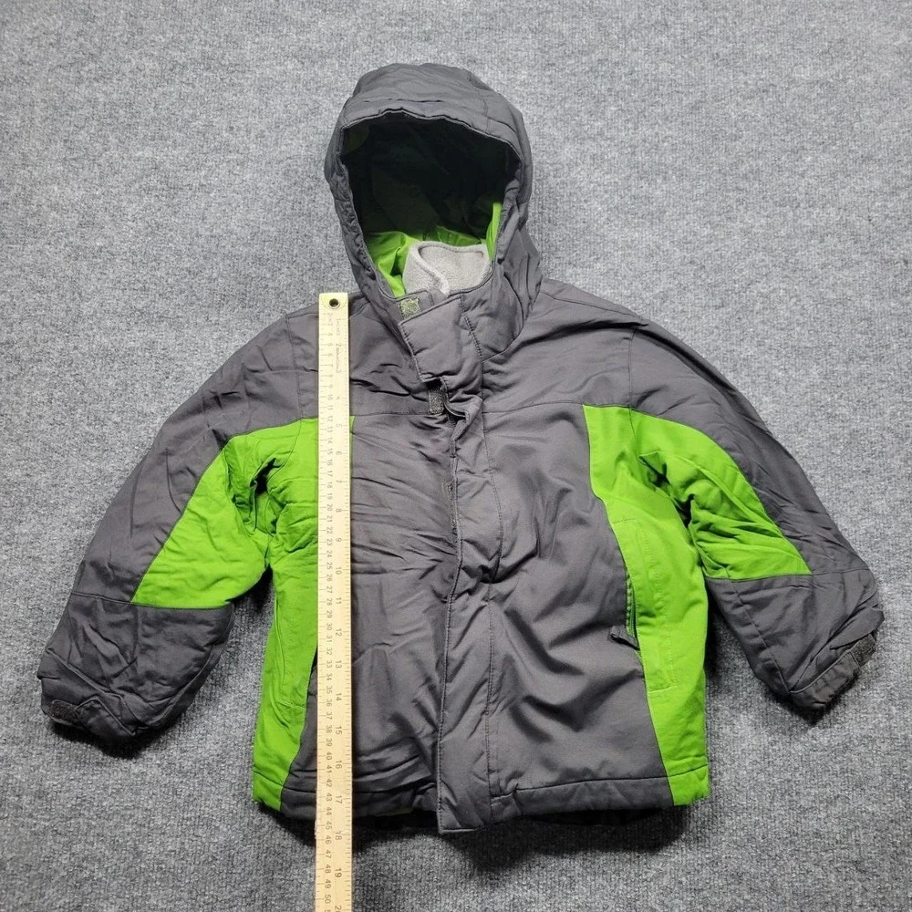 The Childrens Place Jacket‎ Boys XS 4 Gray Green Hooded Puffer Coat Snow Winter